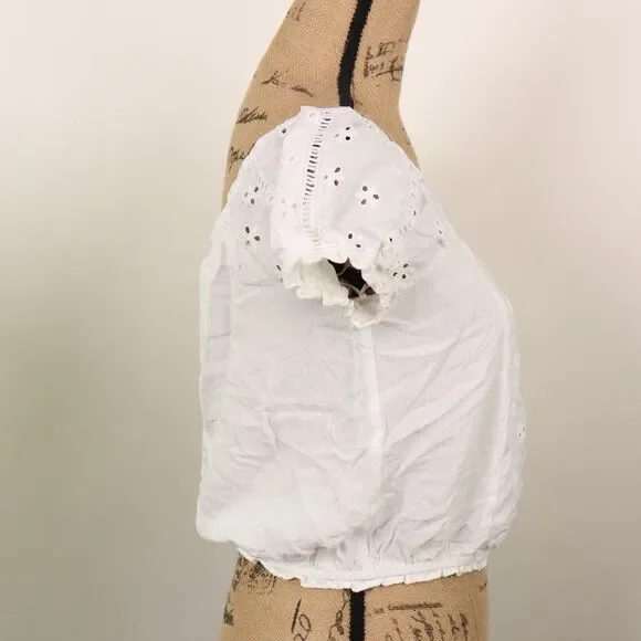 Aeropostale Eyelet Peasant Top S - Picture 4 of 8